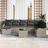 vidaXL Sofa Set mit Kissen mit Speicher 9 pcs Hellgrau Poly-Rattan