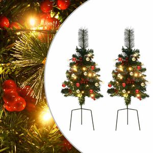 vidaXL K&uuml;nstlicher Weihnachtsbaum mit Beleuchtung 2 Stk. Outdoor 76 cm