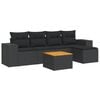 vidaXL 6-tlg. Garten-Sofagarnitur mit Kissen Schwarz Poly Rattan