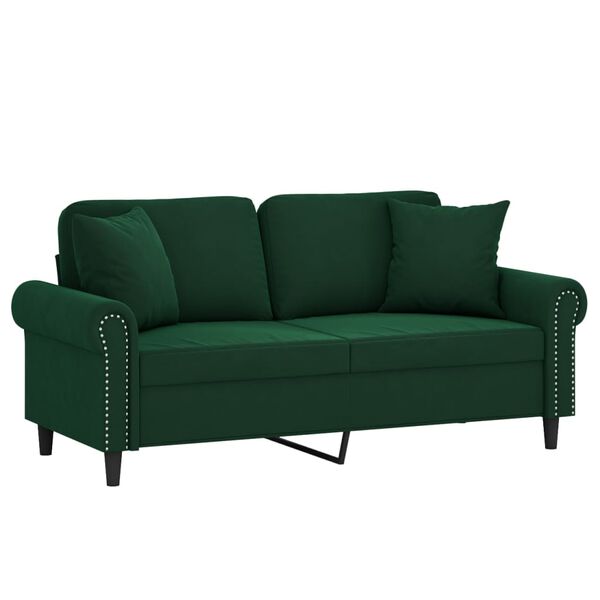 vidaXL 2-Sitzer-Sofa mit Kissen Dunkelgr&uuml;n 140 cm Samt