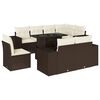 vidaXL 9-tlg. Garten-Sofagarnitur mit Kissen Braun Poly Rattan