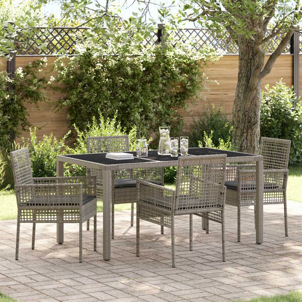 vidaXL Garten Essgruppe 5 pcs Grau Poly-Rattan