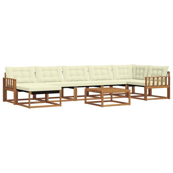 vidaXL Outdoor-Sofagarnitur 22 pcs Natur und Creme Massivholz Akazie