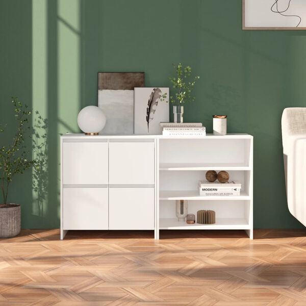 vidaXL 2-tlg. Sideboard Wei&szlig; Holzwerkstoff