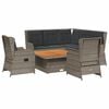vidaXL 6-tlg. Garten-Lounge-Set mit Kissen Grau Poly Rattan