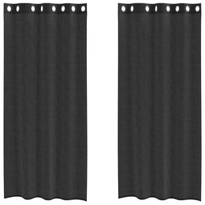 vidaXL Voile Vorh&auml;nge mit &Ouml;sen 2 Stk. Schwarz 140x245 cm