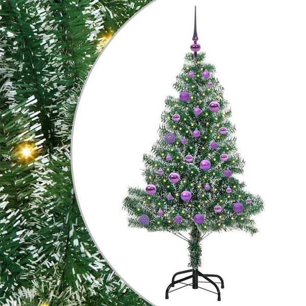 vidaXL K&uuml;nstlicher Weihnachtsbaum beschneit mit LED Licht 150 cm