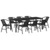 vidaXL Garten Essgruppe 9 pcs Schwarz Pulverbeschichteter Stahl