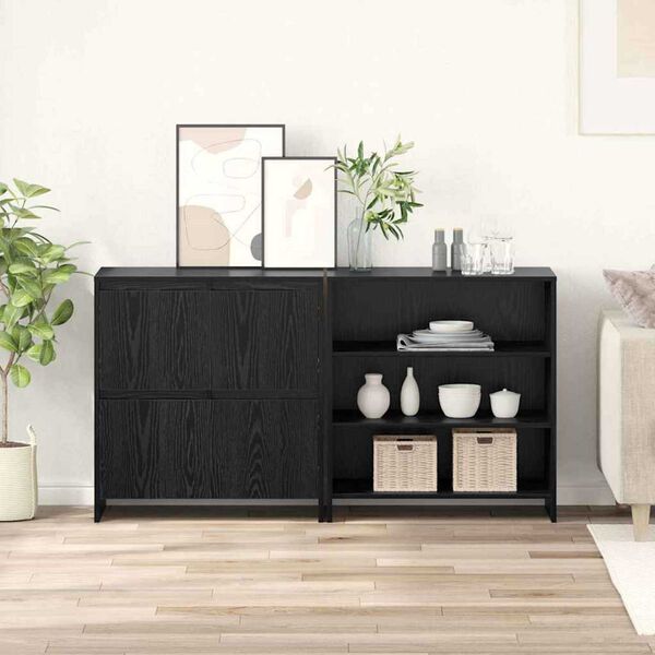 vidaXL Sideboard 2 pcs Schwarz Eichen-Optik 70 x 41 x 75 cm