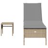 vidaXL Sonnenliege mit Tisch und Auflage Beige Poly Rattan