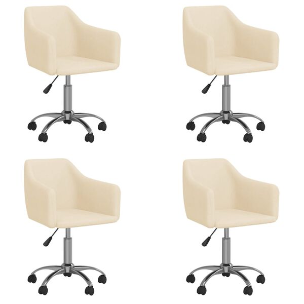 vidaXL Esszimmerst&uuml;hle 4 Stk. Drehbar Creme Stoff