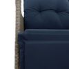 vidaXL Gartensofa Verstellbar 2-Sitzer mit Tisch Grau Poly Rattan