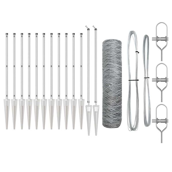 vidaXL Zaunpfosten Silber 10 x 0,8 m (36 mm Mesh) Stahl