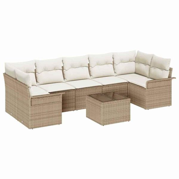 vidaXL Gartensofa-set mit Kissen 8 pcs Beige Poly-Rattan