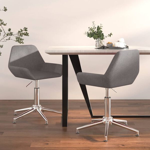 vidaXL Esszimmerst&uuml;hle 2 Stk. Drehbar Dunkelgrau Stoff