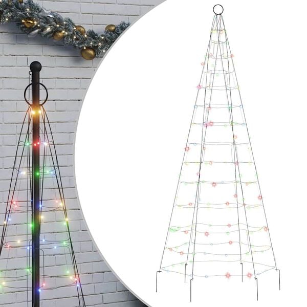 vidaXL LED-Weihnachtsbaum f&uuml;r Fahnenmast 200 LEDs Mehrfarbig 180 cm