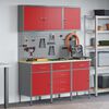 vidaXL Werkbank mit Schubladen 8 pcs Rot 150 x 55 x 200 cm Stahl