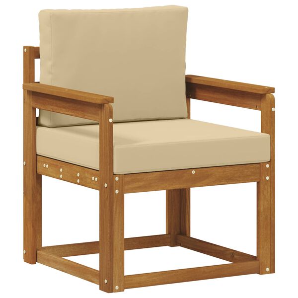 vidaXL Outdoor-Sofa Massives Akazienholz und Polyester Natur