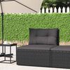 vidaXL Garten-Mittelsofa mit Kissen Schwarz Poly Rattan