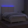 vidaXL Boxspringbett mit Matratze & LED Creme 140x190 cm Stoff