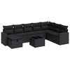 vidaXL 9-tlg. Garten-Sofagarnitur mit Kissen Schwarz Poly Rattan