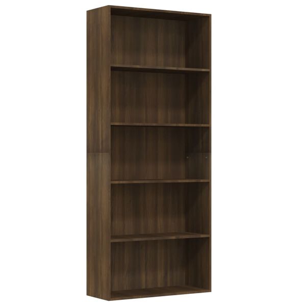 vidaXL B&uuml;cherregal 5 F&auml;cher Braun Eichen-Optik 80x30x189 cm