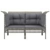 vidaXL Garten-Ecksofas mit Kissen 2 Stk. Grau Poly Rattan