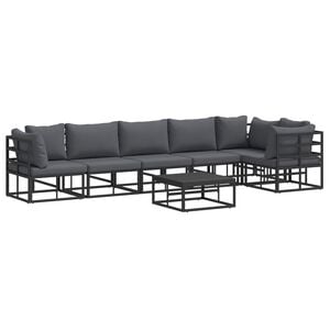 vidaXL Gartensofa-set 7 stk. Schwarz Aluminium