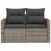 vidaXL Gartensofa 2-Sitzer mit Kissen Grau Poly Rattan