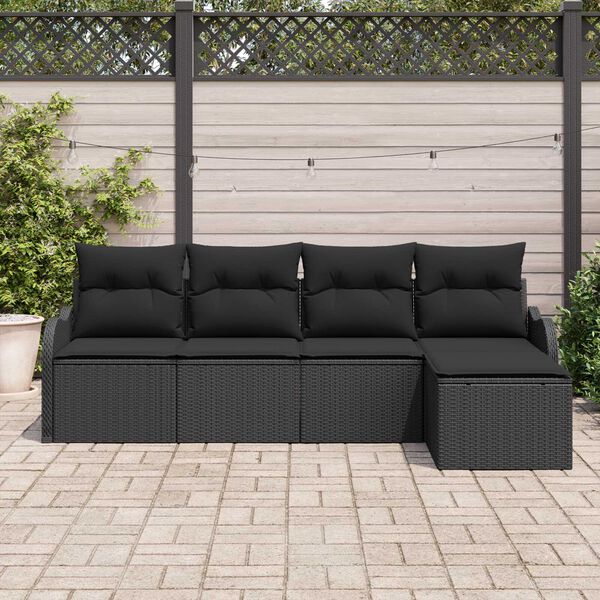 vidaXL Gartensofa-set Schwarz Poly-Rattan