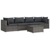 vidaXL 5-tlg. Garten-Lounge-Set mit Kissen Poly Rattan Grau