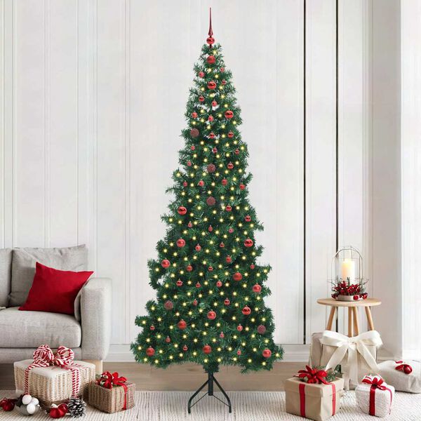 vidaXL Eckiger k&uuml;nstlicher Weihnachtsbaum Gr&uuml;n 240 cm PVC und Metall