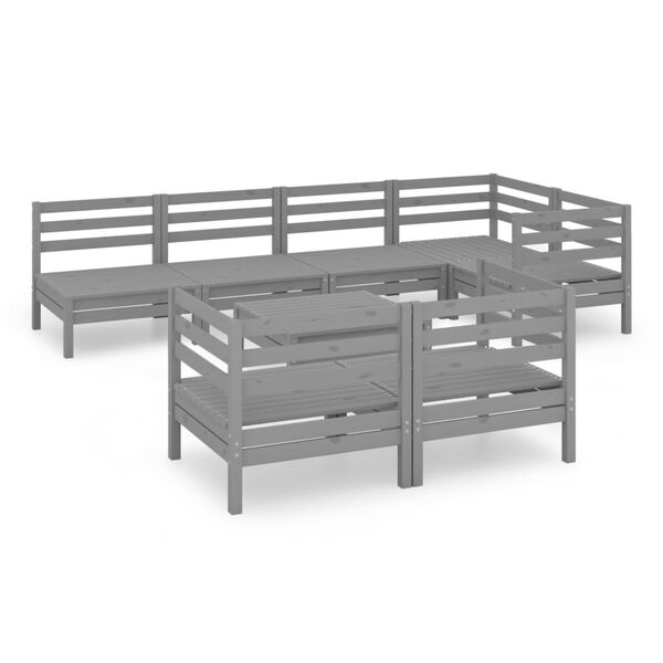vidaXL 8-tlg. Garten-Lounge-Set Massivholz Kiefer Grau