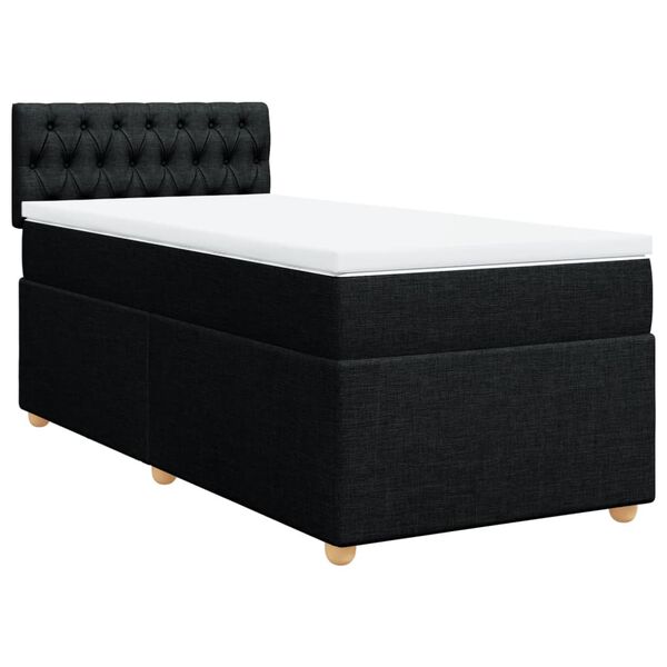 vidaXL Boxspringbett mit Matratze Schwarz 80x200 cm Stoff