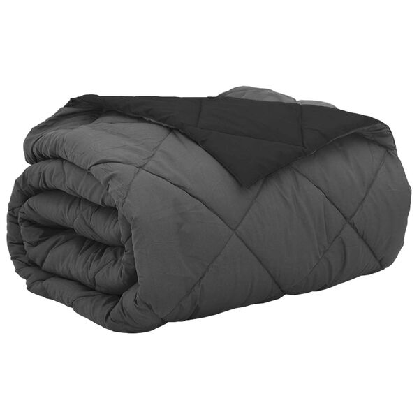 vidaXL Sommerdecke Schwarz und Anthrazit 220 x 200 cm Mikrofaser