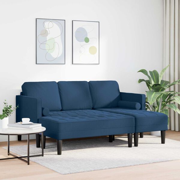 vidaXL Sofa Set mit Kissen 2 pcs Blau Polyester