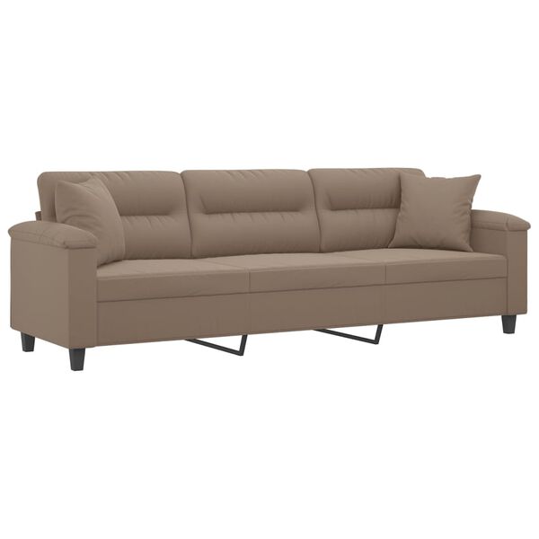 vidaXL 3-Sitzer-Sofa mit Kissen Taupe 210 cm Mikrofasergewebe