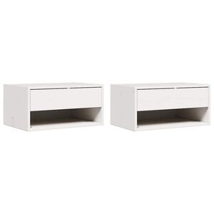vidaXL Nachttisch 2 stk. Wei&szlig; 50 x 32,5 x 24 cm Massivholz Kiefer