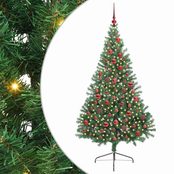 vidaXL K&uuml;nstlicher vorbeleuchteter Weihnachtsbaum Gr&uuml;n 180 cm PVC