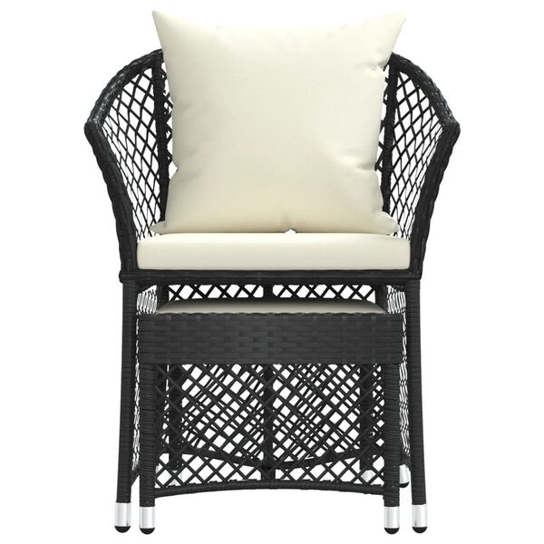 vidaXL 2-tlg. Garten-Lounge-Set mit Kissen Schwarz Poly Rattan