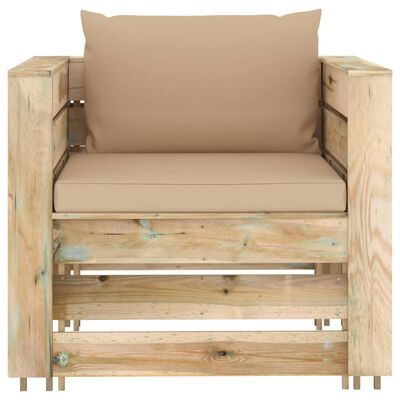 vidaXL 2-tlg. Garten-Lounge-Set mit Kissen Grün Imprägniertes Holz