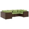 vidaXL 6-tlg. Garten-Lounge-Set mit Kissen Braun Poly Rattan