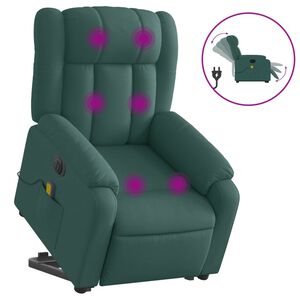 vidaXL Elektrischer Massagesessel mit Aufstehhilfe Dunkelgr&uuml;n Stoff