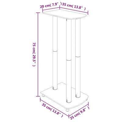 vidaXL Lautsprecher-Ständer 2 Stk. Schwarz & Silbern Hartglas 3 Säulen