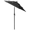 vidaXL Sonnenschirm mit Aluminium-Mast 3-lagig Schwarz 2 m