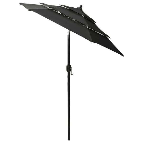 vidaXL Sonnenschirm mit Aluminium-Mast 3-lagig Schwarz 2 m