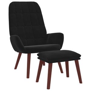 vidaXL Relaxsessel mit Hocker Schwarz Samt