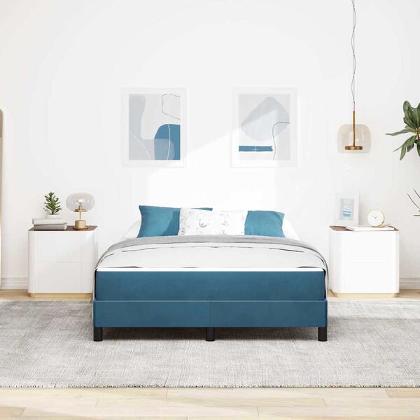 vidaXL Boxspringbett mit Matratze Dunkelblau 160 x 210 cm Stoff