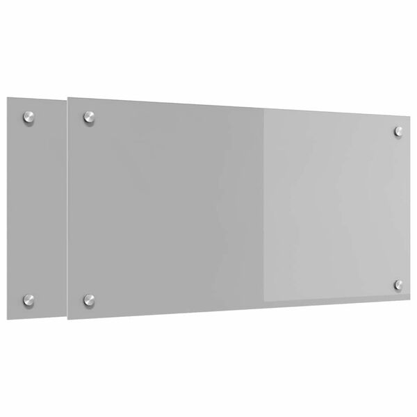 vidaXL K&uuml;chenr&uuml;ckwand 2 pcs Hellgrau 80 x 40 cm Geh&auml;rtetes Glas