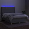 vidaXL Boxspringbett mit Matratze & LED Hellgrau 140x190 cm Stoff